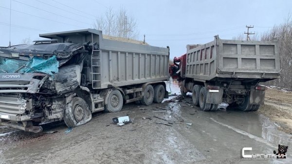 В Югре произошло столкновение двух большегрузов. Есть пострадавшие