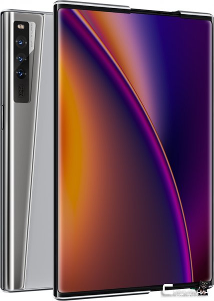 Показан растягивающийся смартфон OPPO X 2021 с дисплеем, который сворачивается с двух сторон