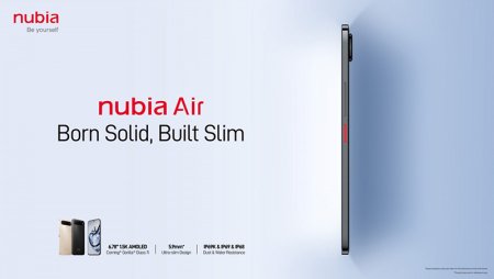 Nubia Air: ультратонкий 5,9-мм смартфон с AMOLED-экраном и защитой IP69K